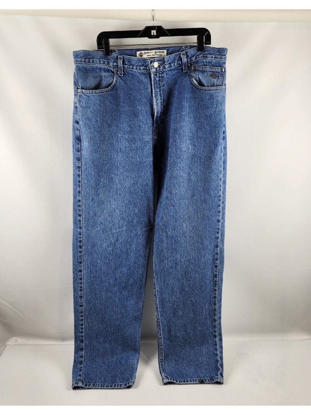 Harley Davidson Jeans Mens 38x34 Blue Straight Leg Denim Motorcycle Vintage